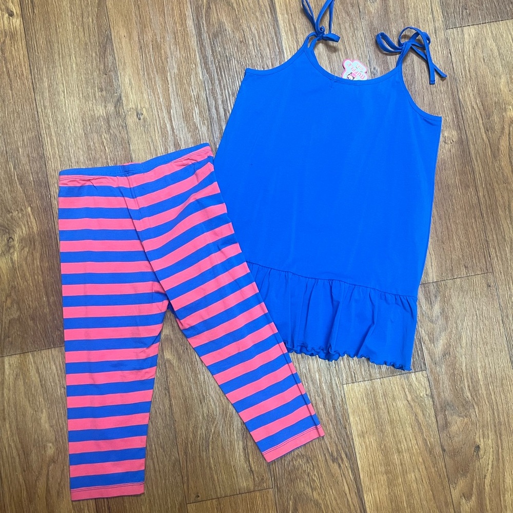 Ruffle Girl 2 Pc Knit Capri Set Girls Sz 14 - Picture 2 of 9